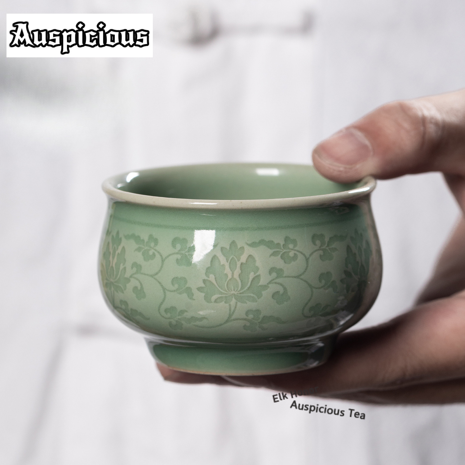 Celadon Ceramic Cup - 108ml Cangkir Teh Celadon Teratai Buatan
