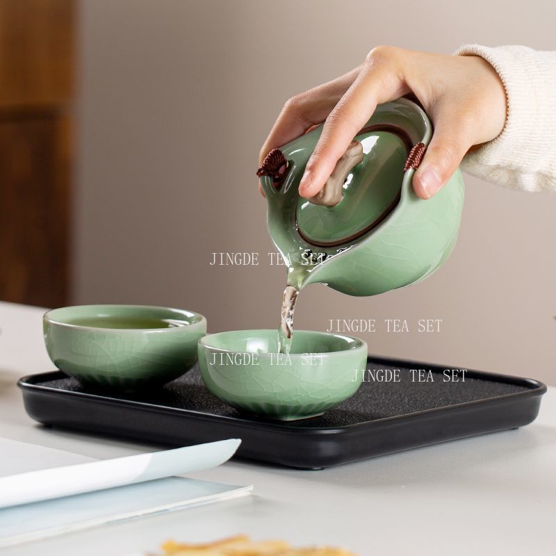 Set Teh Perjalanan Celadon Cra - Celadon Ceramic Cup ulasan dan harga